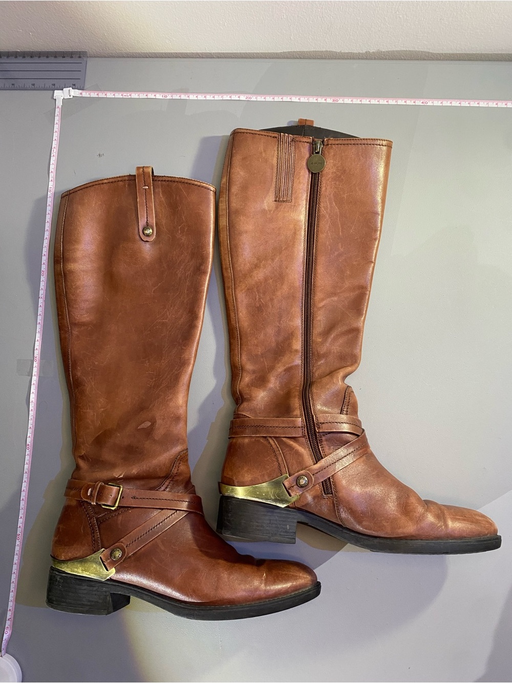 Geox Women's Tall Brown Leather Riding Boots - Classic Pull-On Style Size 7.5 US
